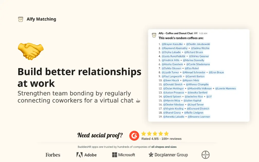 Alfy Random Coffee App for Slack product image